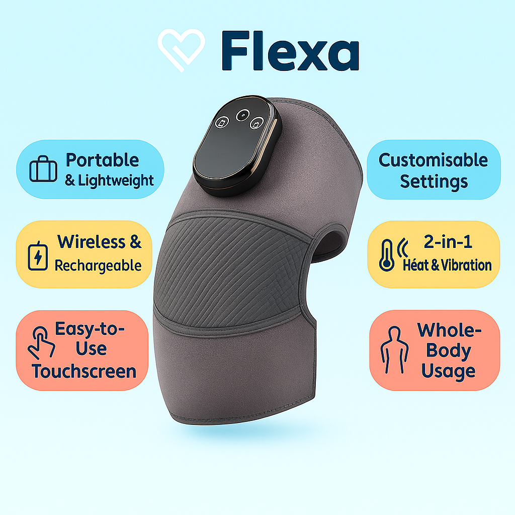 Massageador de joelho sem fio Flexa™ com calor e vibração