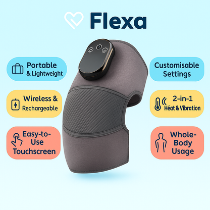 Massageador de joelho sem fio Flexa™ com calor e vibração